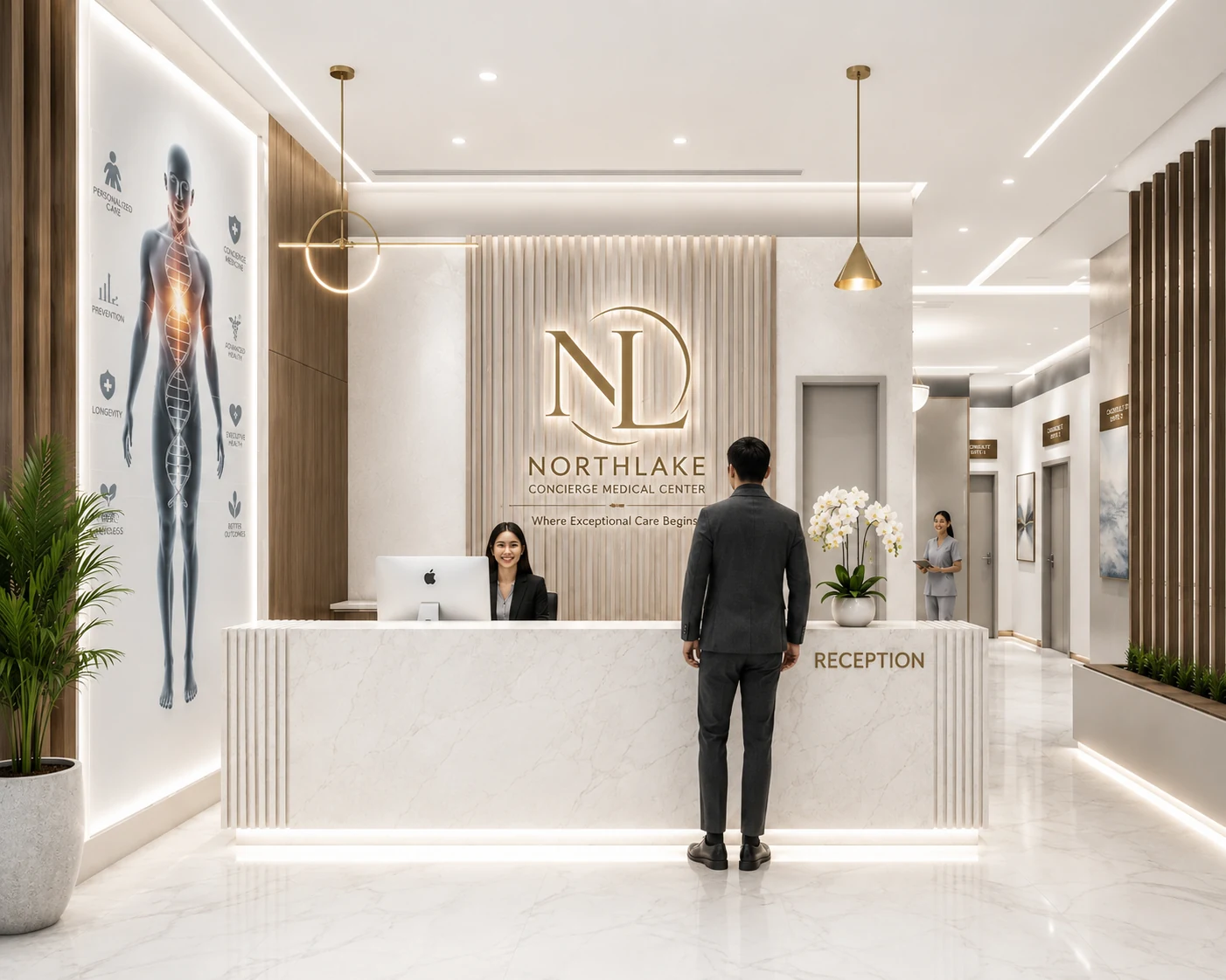 Northlake Concierge Medical Center conceptual reception rendering